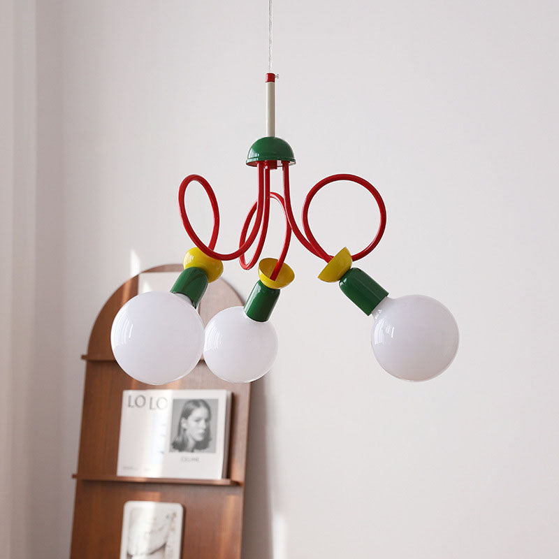 Scandinavian Black Orb Glass Chandelier, 2/3/5 Lights for Bedroom