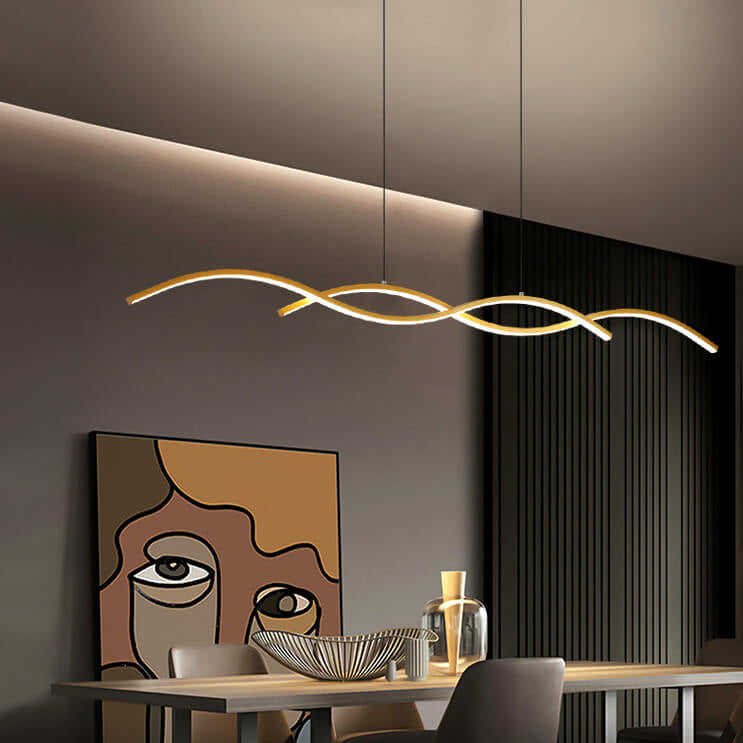 Nordic Minimalist LED Chandelier with Wave Design for Dining Room
