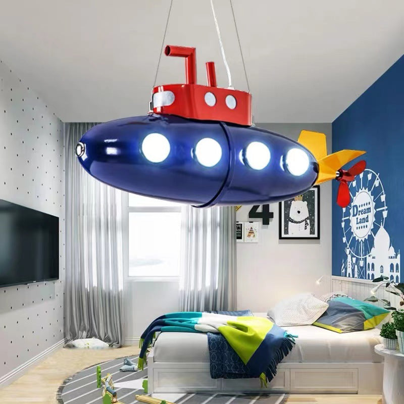 Colorful Cartoon Submarine LED Chandelier for Kids' Bedroom Decor