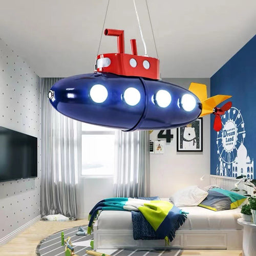 Colorful Cartoon Submarine LED Chandelier for Kids' Bedroom Decor