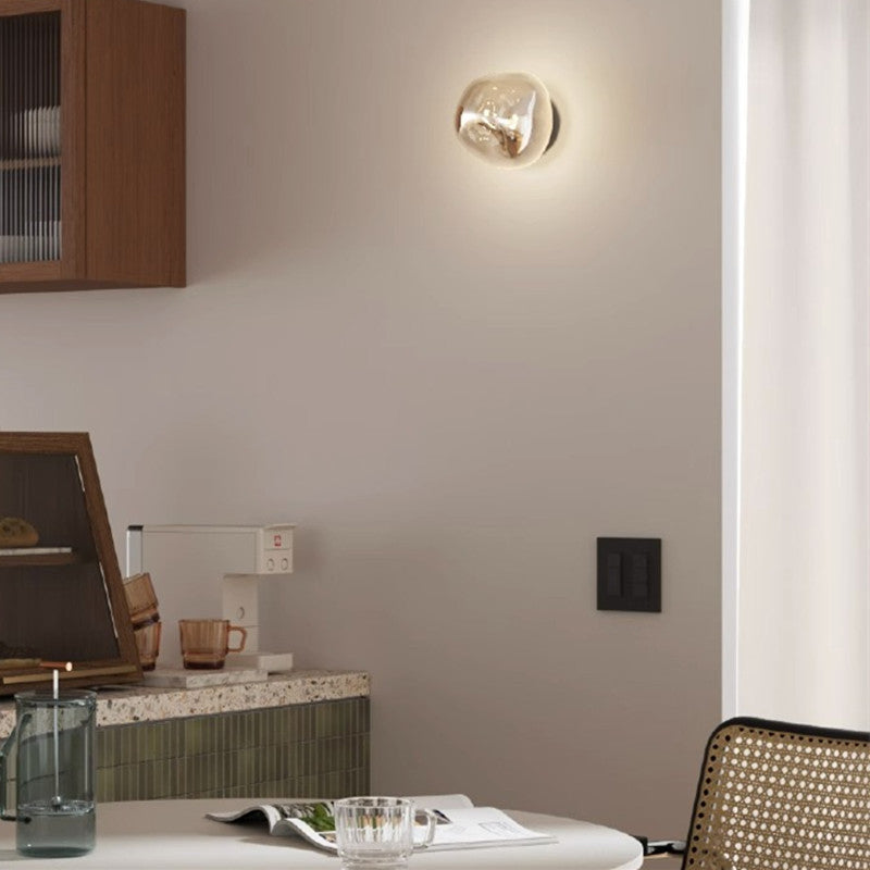 Irregular Spherical Electroplated Glass Wall Sconce Lamp for Living Room