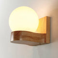 Modern Nordic Rubberwood Glass Ball 1/2-Light Wall Sconce for Bedroom