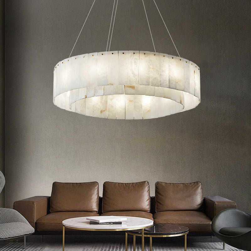 Modern Round Copper Stone Chandelier with 8/12/14 Lights for Living Room
