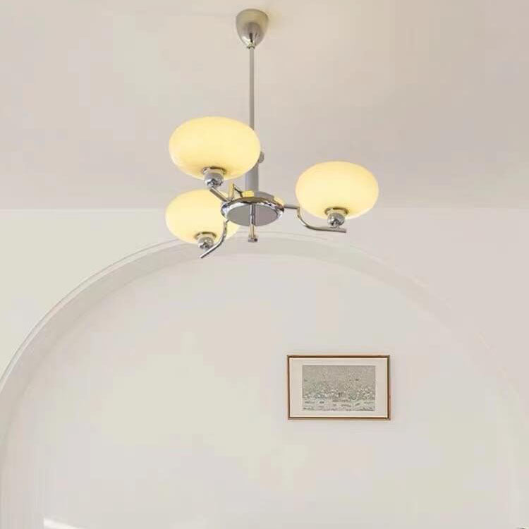 Traditional Vintage Milk White Glass Dome Chrome 3/5 Light Chandelier