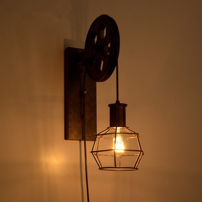 Rustic Iron Industrial 1-Light Wall Sconce Lamp for Vintage Home Decor