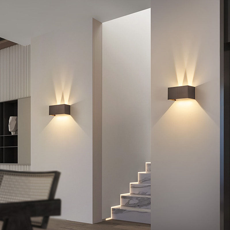 Modern Gray Aluminum Square LED Wall Sconce Lamp for Entryway Lighting