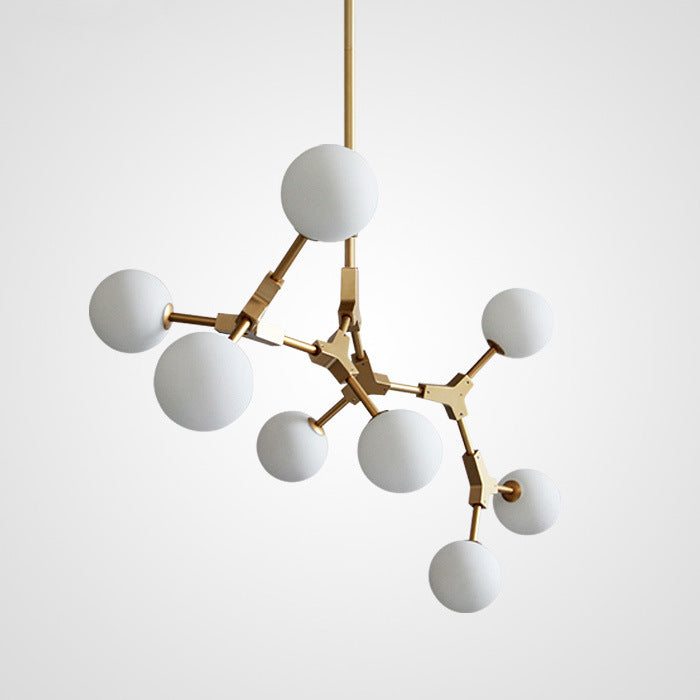 Scandinavian Glass & Iron Chandelier, 6/8 Lights for Modern Bedrooms