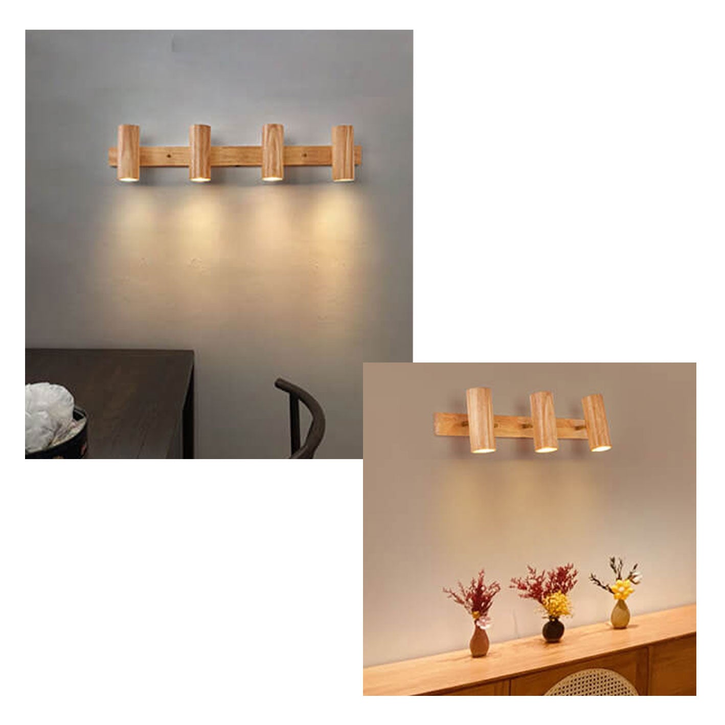 Sleek Minimalist Wooden Track Wall Sconce Lamp for Modern Living Spaces