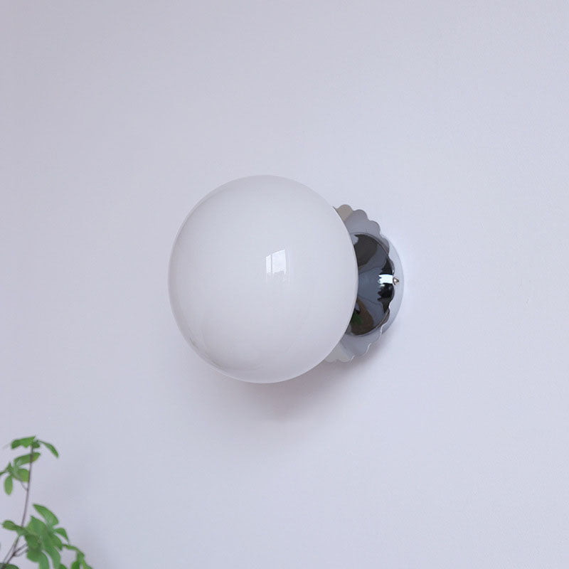 Rustic Industrial Black Iron and Glass Round Wall Sconce Lamp for Hallway