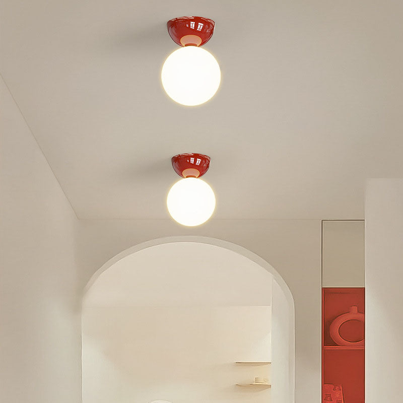 Modern Black Iron & Glass Semi-Flush Mount Light for Hallway Decor