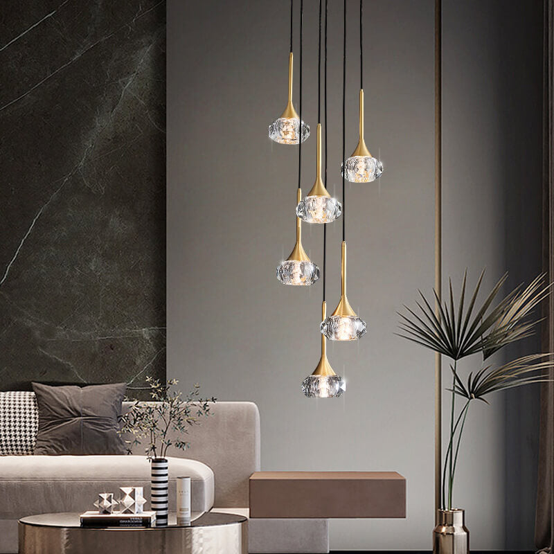 Elegant Brass Crystal Island Chandelier for Dining Room & Kitchen