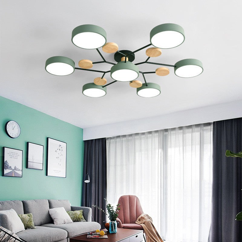 Scandinavian Round LED Semi-Flush Mount Light Fixture for Living Room