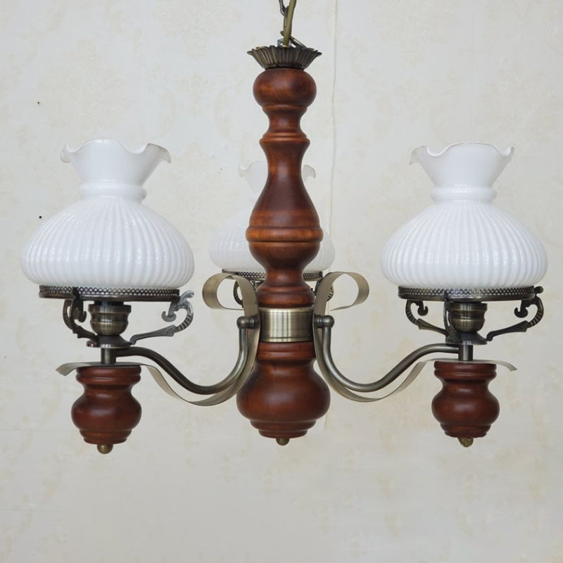 Rustic Iron and Wood 3-Light Candelabra Chandelier for Living Room