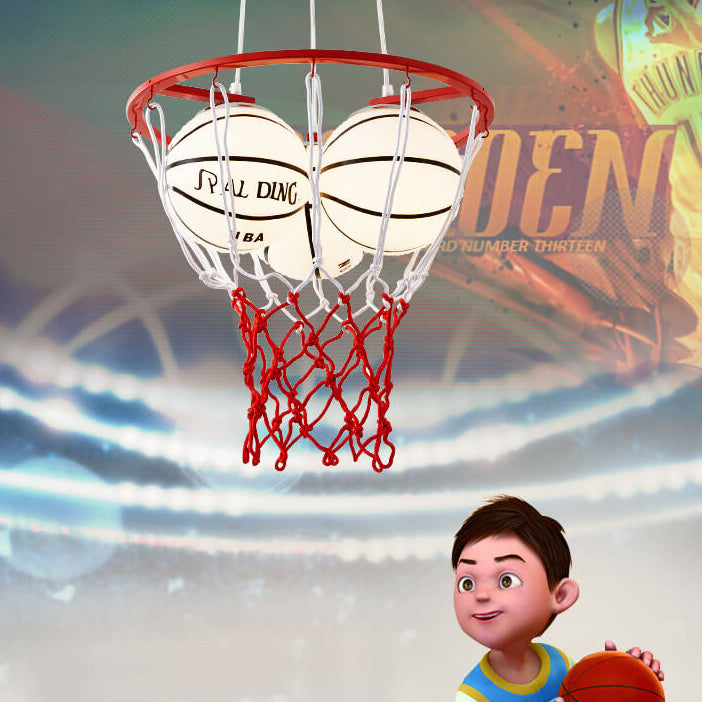 Whimsical Colorful Cartoon Basketball 3-Light Kids Chandelier Fixture
