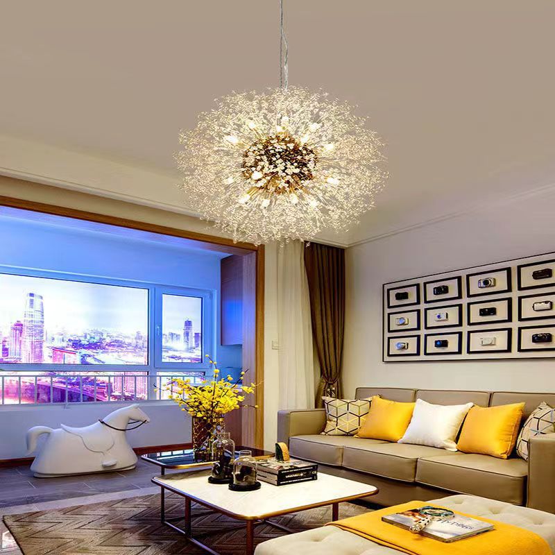 Scandinavian Style Dandelion Crystal Chandelier for Bedroom Lighting