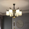 Elegant Traditional Chinese Iron Frame Chandelier with Glass Shade for Living Room