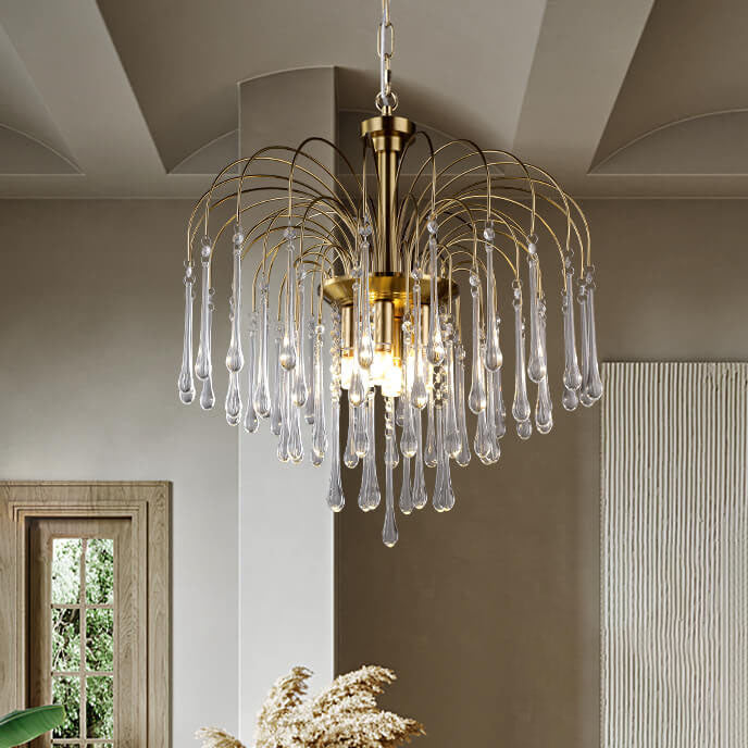 Traditional Copper Teardrop Chandelier - 4/6/10 Light for Living Room