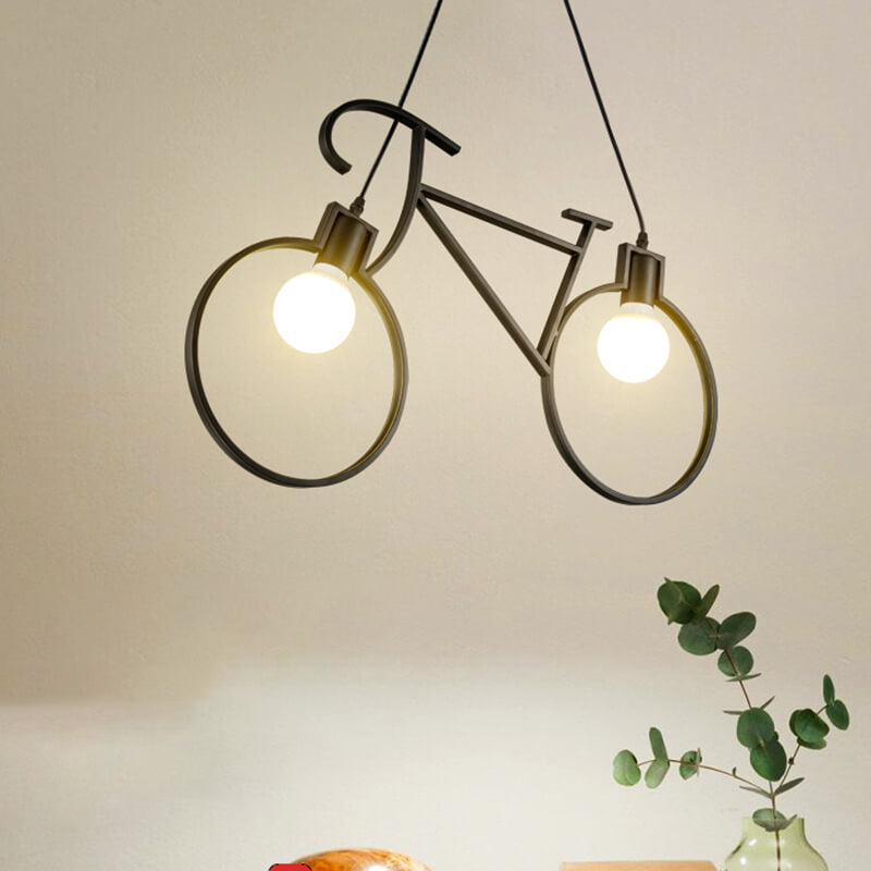 Modern Iron Bicycle-Shaped 2-Light Chandelier for Kids’ Room Decor