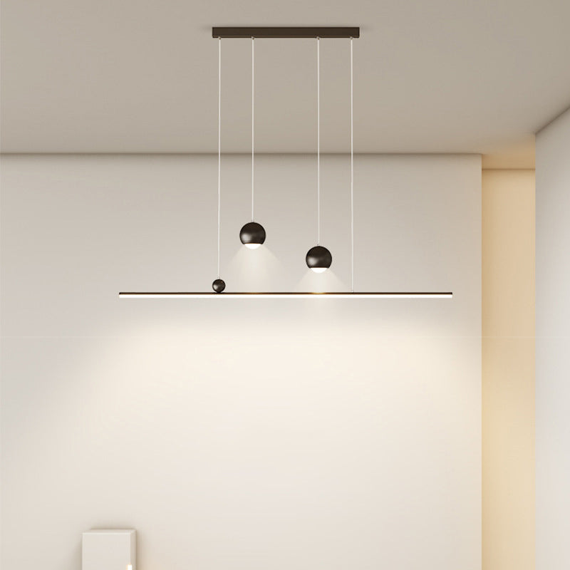 Sleek Black Iron & Acrylic LED Chandelier Pendant Light for Dining Room