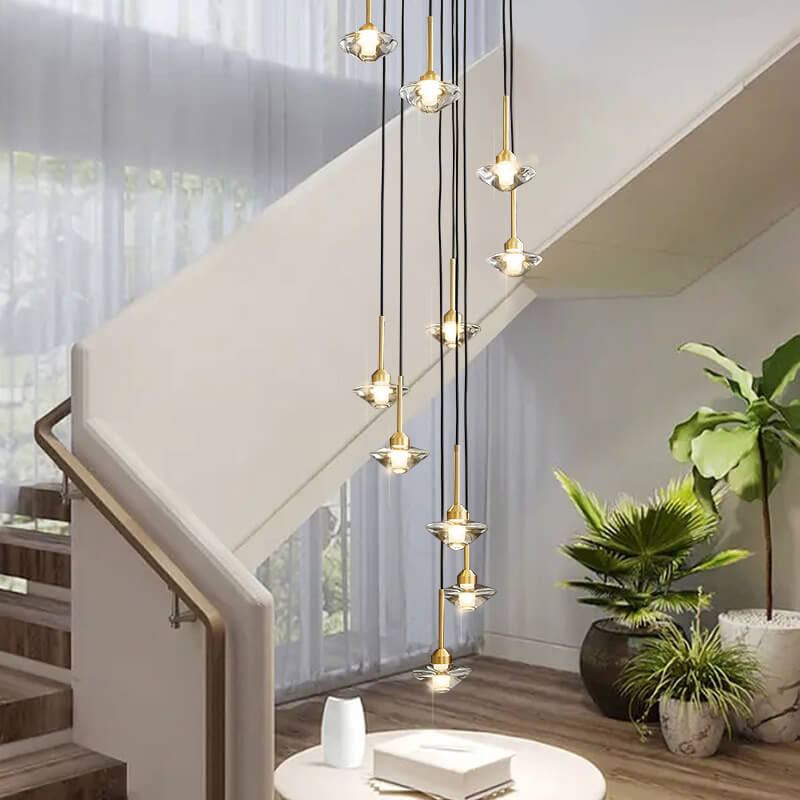 Elegant Brass Crystal Island Chandelier for Dining Room & Kitchen