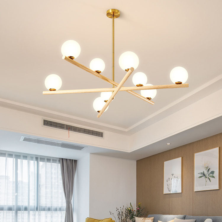 Modern Black Metal & Glass 6/9 Light Chandelier for Living Room