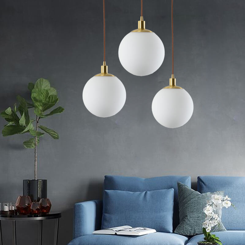 Modern White Orb 1-Light Pendant Fixture for Bedroom Nordic Minimalism