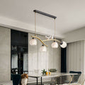 Japanese Minimalist Copper and Glass 4-Light Chandelier for Kitchen Island