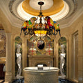 Vibrant Tiffany Stained Glass Parrot 8-Light Chandelier for Living Room