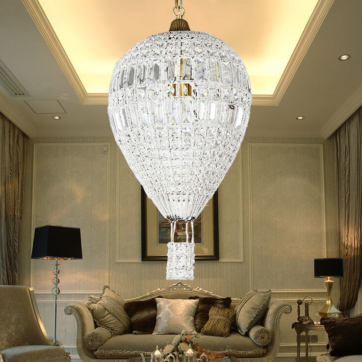 Antique French Crystal Hot Air Balloon Chandelier for Living Room Decor