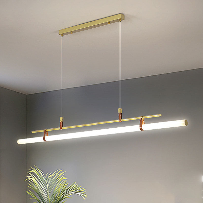 Sleek Black Iron & Acrylic LED Island Chandelier for Dining & Living Room