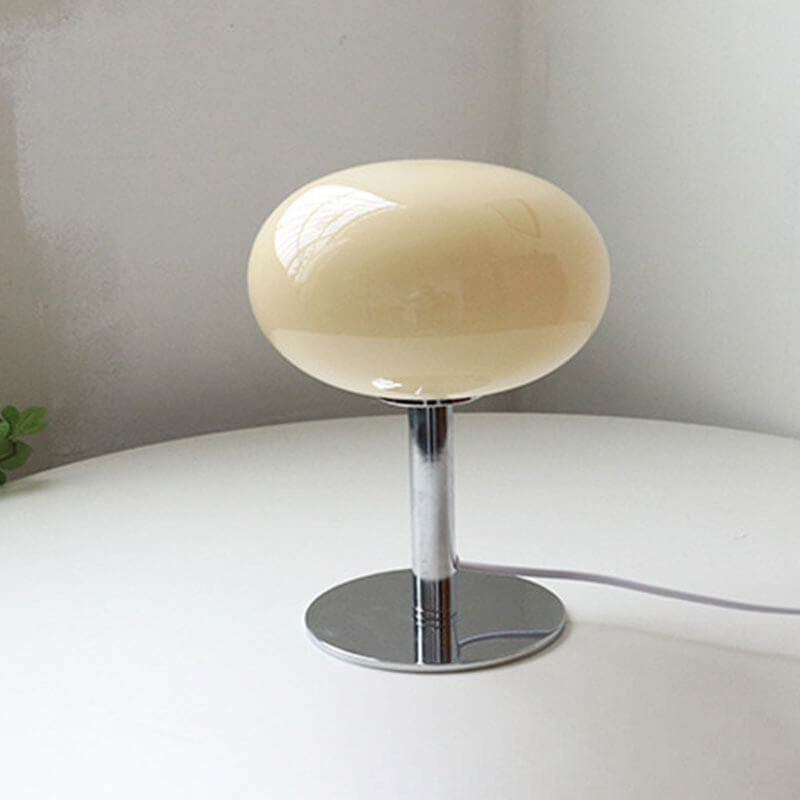 Modern Nordic Round Iron and Glass Table Lamp for Bedroom Decor