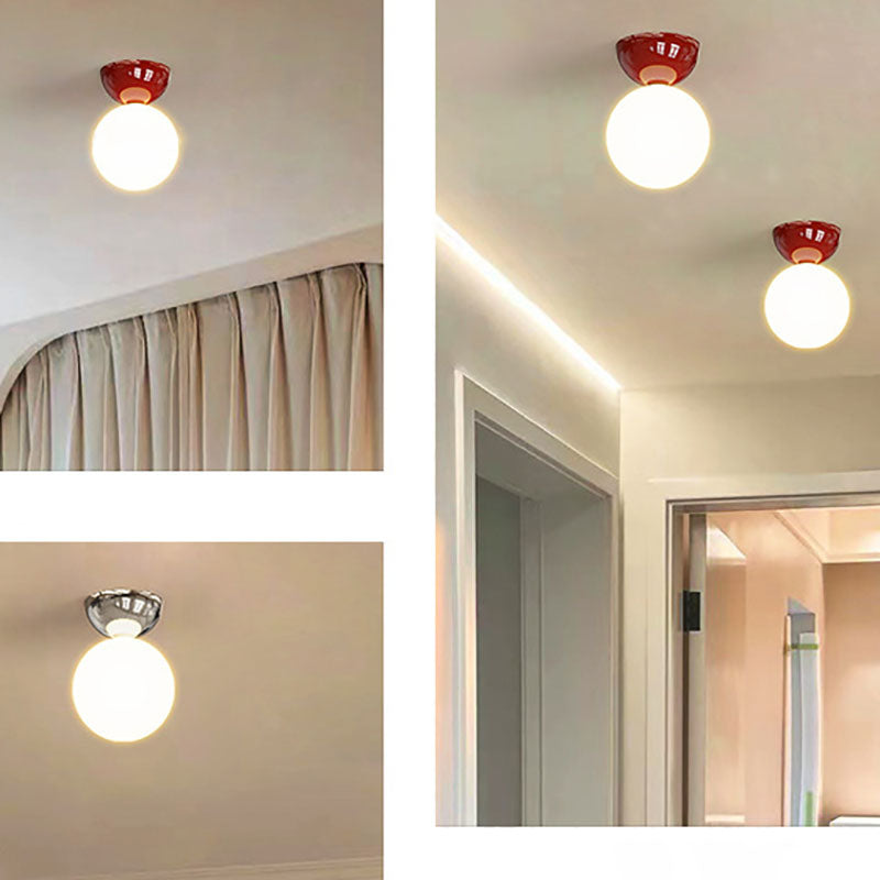 Modern Black Iron & Glass Semi-Flush Mount Light for Hallway Decor