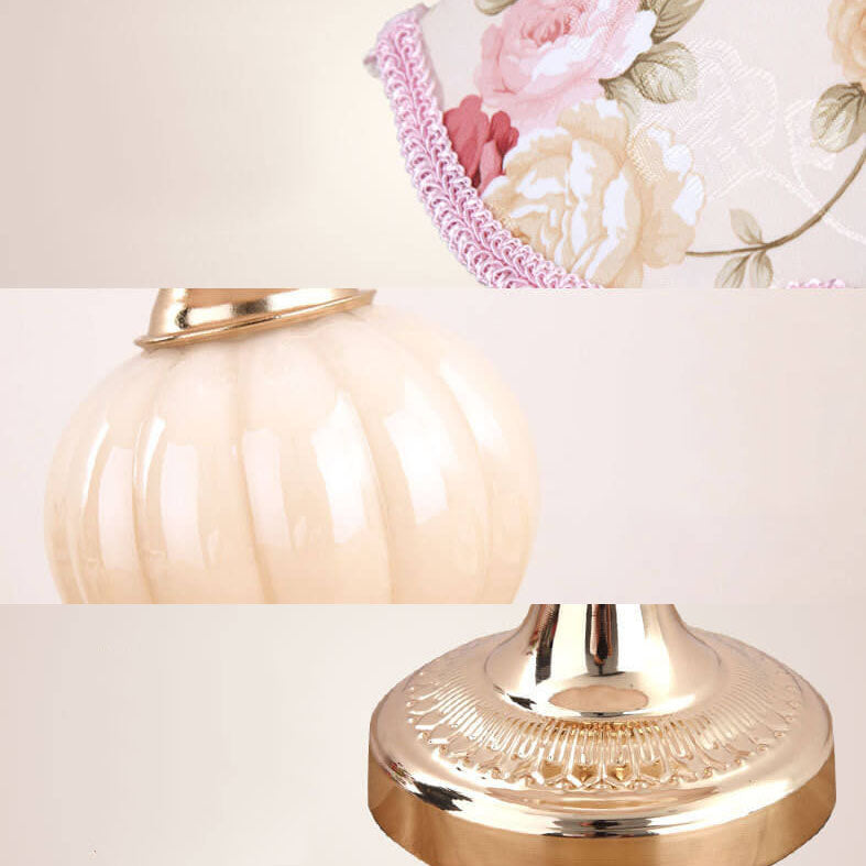 Nordic Vintage Floral Glass Table Lamp for Bedroom or Living Room Decor