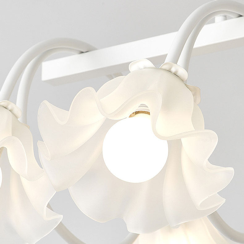 Modern Minimalist Cream Flower Iron & Glass Chandelier for Dining Room