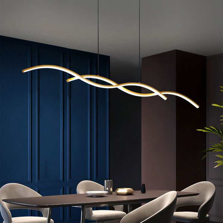 Nordic Minimalist LED Chandelier with Wave Design for Dining Room