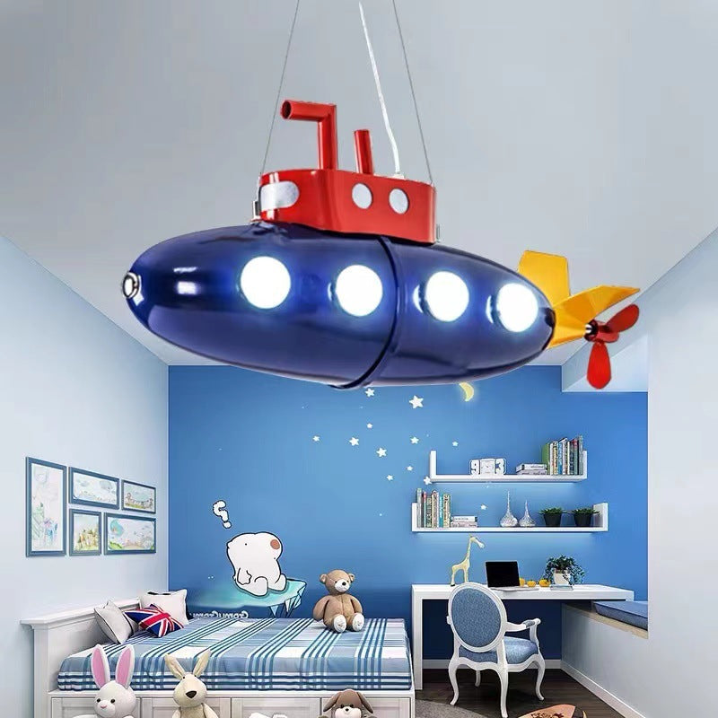 Colorful Cartoon Submarine LED Chandelier for Kids' Bedroom Decor