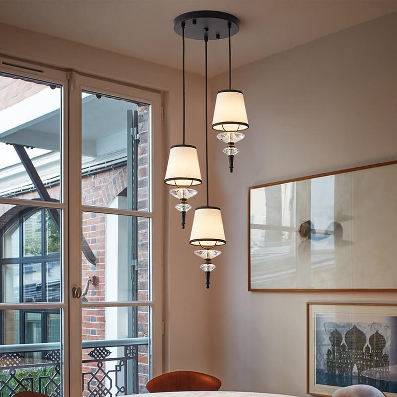 Antique-Style Clear Glass Metal Island Chandelier Light for Kitchen