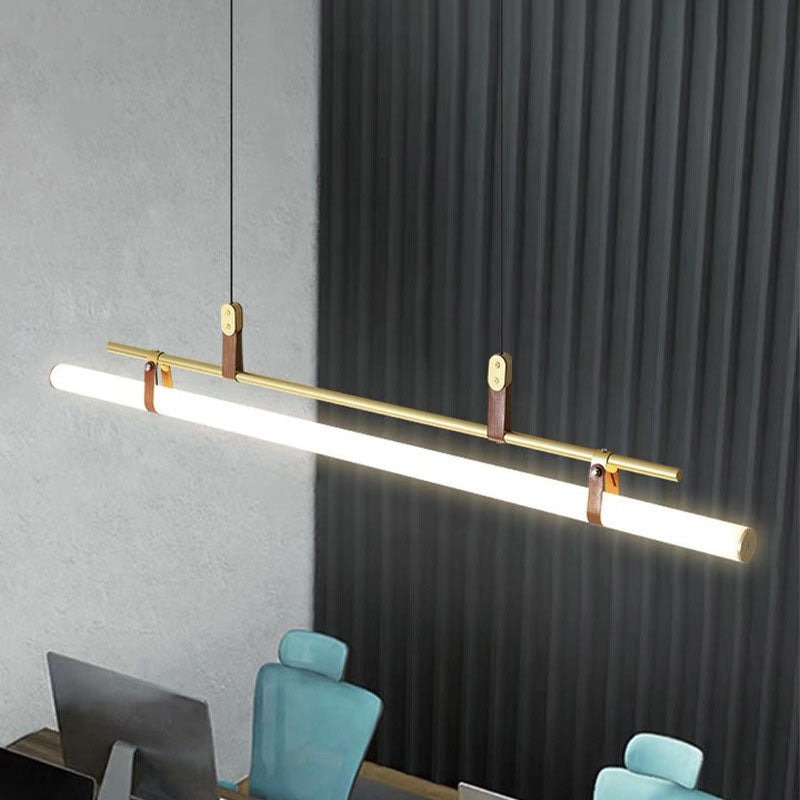 Sleek Black Iron & Acrylic LED Island Chandelier for Dining & Living Room