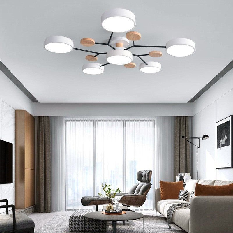 Scandinavian Round LED Semi-Flush Mount Light Fixture for Living Room