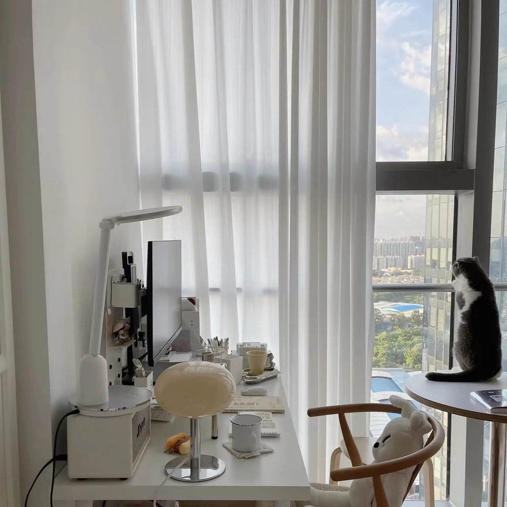 Modern Nordic Round Iron and Glass Table Lamp for Bedroom Decor