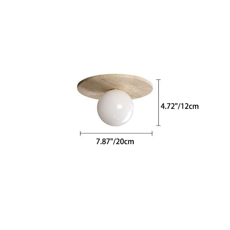 Vintage Round Travertine Flush Mount Ceiling Light Fixture for Hallway