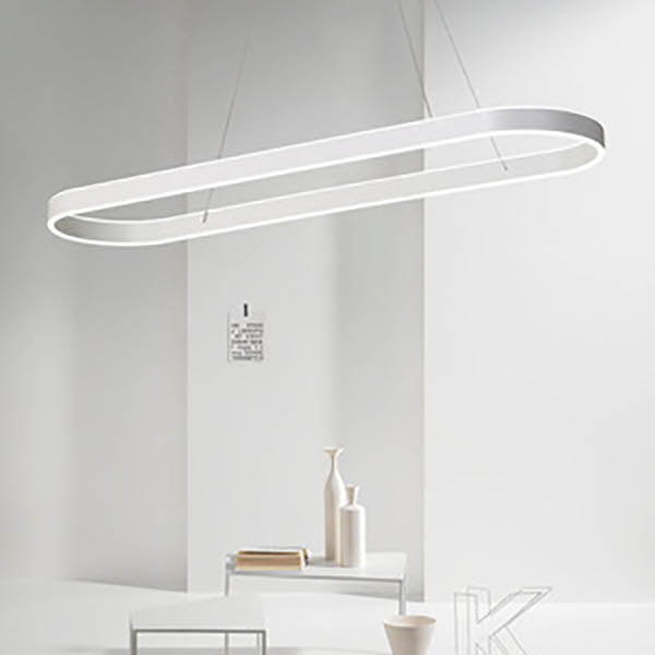 Sleek Oval Aluminum LED Chandelier - Modern Minimalist Fixture for Living Room
