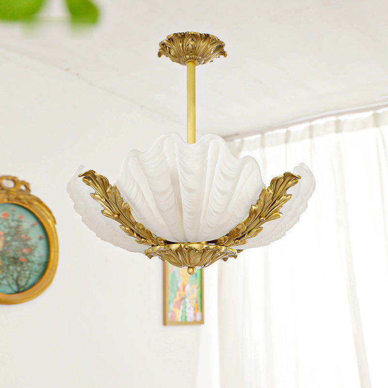 Elegant Brass Finish Art Deco Shell Chandelier for Living Room Lighting