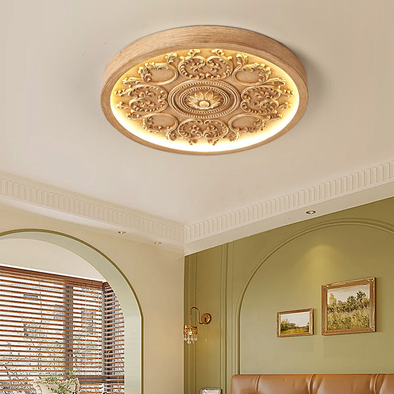 Sleek Black Iron & Resin LED Flush Mount Ceiling Light for Bedroom