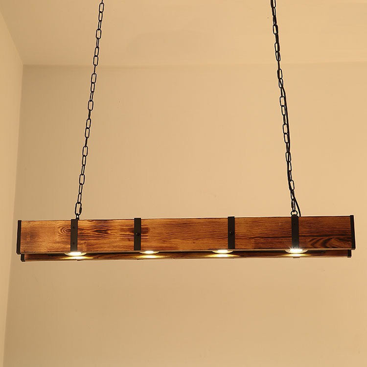 Rustic Vintage Wooden LED Island Chandelier for Dining Room Lighting