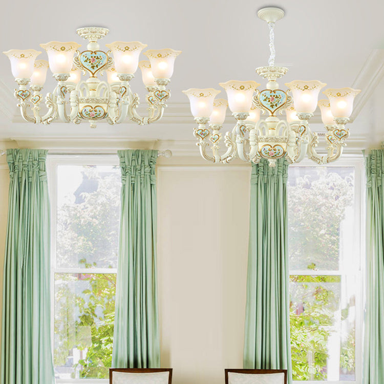 Art Deco Black Iron Glass Chandelier - 3/6/8/10 Light for Living Room