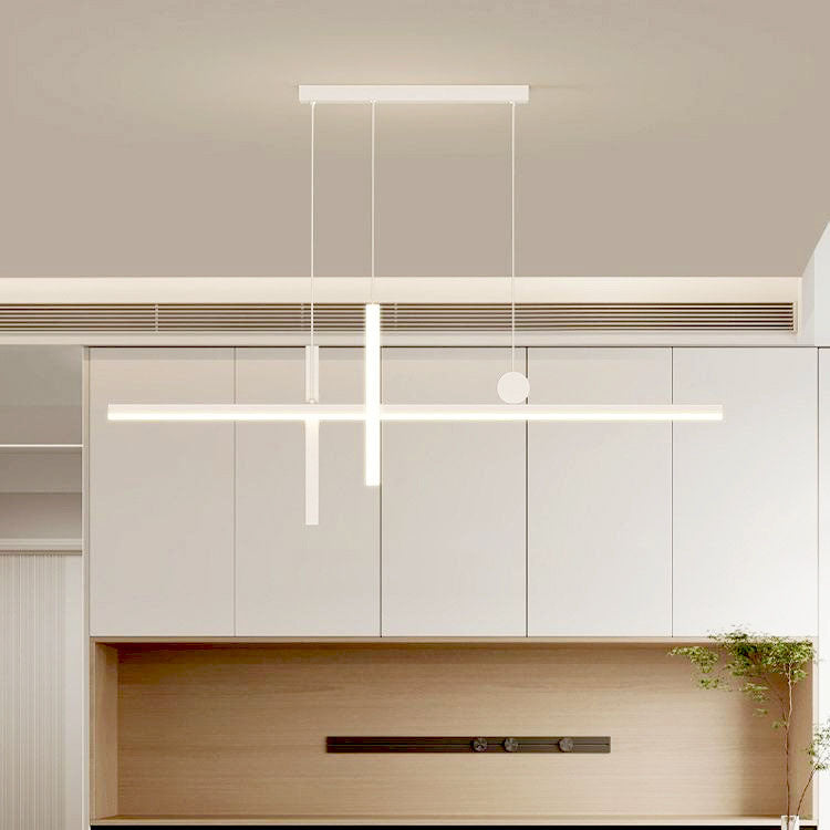 Contemporary Black Iron & Acrylic LED Chandelier for Dining Room Island