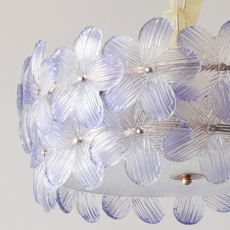 Modern Art Deco Gold Glass & Iron 6/8 Light Chandelier for Living Room
