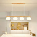Rustic Japanese Wood Grain 4-Light Chandelier for Living Room & Island