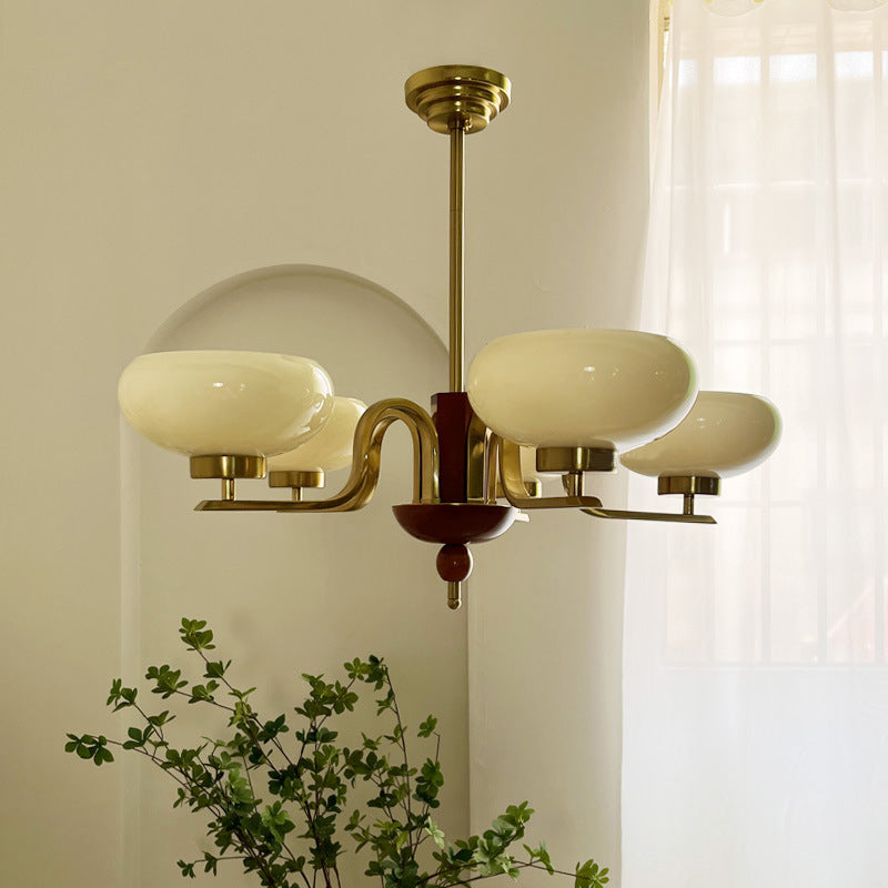 Antique Bronze Metal Glass Oval Round Chandelier for Living Room